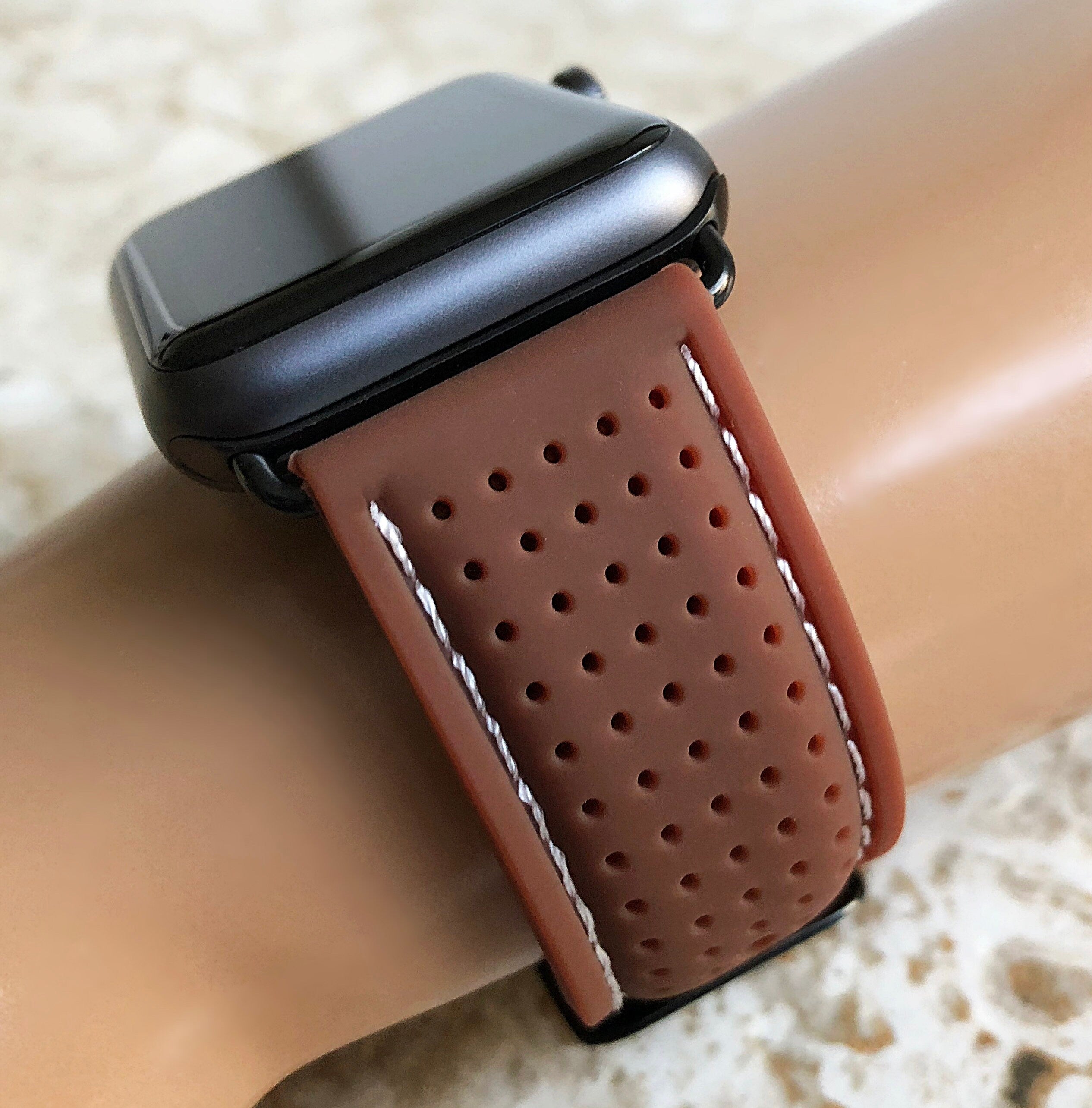 Apple New Soft Brown Band for iWatch All Series 38mm 40mm 41mm 42mm 44mm 45mm 49mm Rubber Luxury Sports Modern Silicone Strap Quick Release